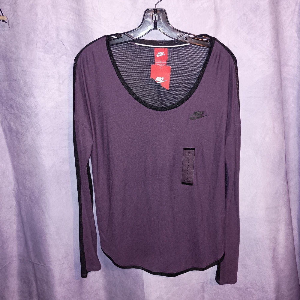 NWT Nike Purple Mesh Long Sleeve‎ Top